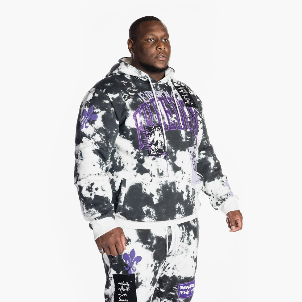 Smoke Rise Big and Tall Big and Tall Tie-Dye Fashion Hoodie - Cloud Black