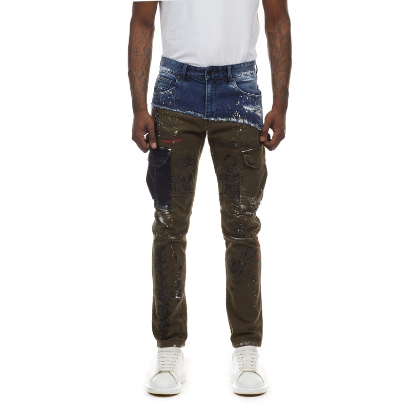 Doodle Fashion Twill Pants - Olive - Smoke Rise