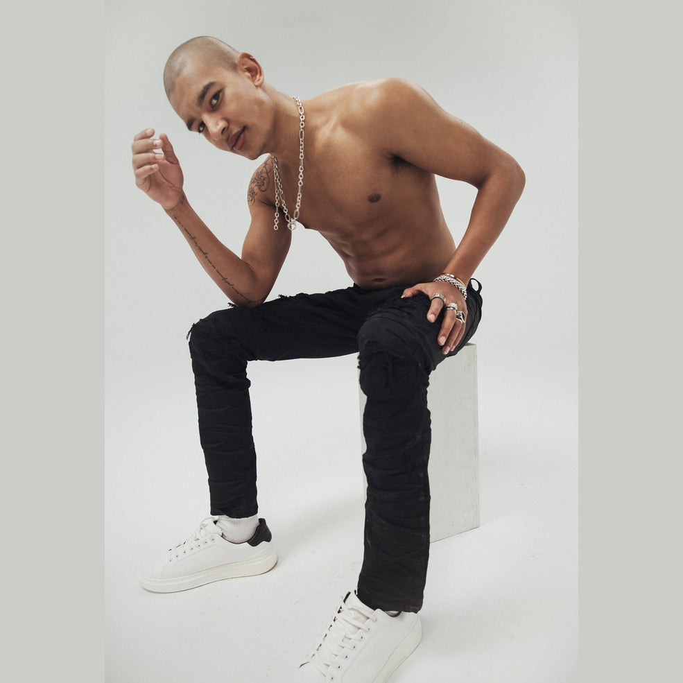 Smoke Rise Rip & Repair Jeans - Jet Black