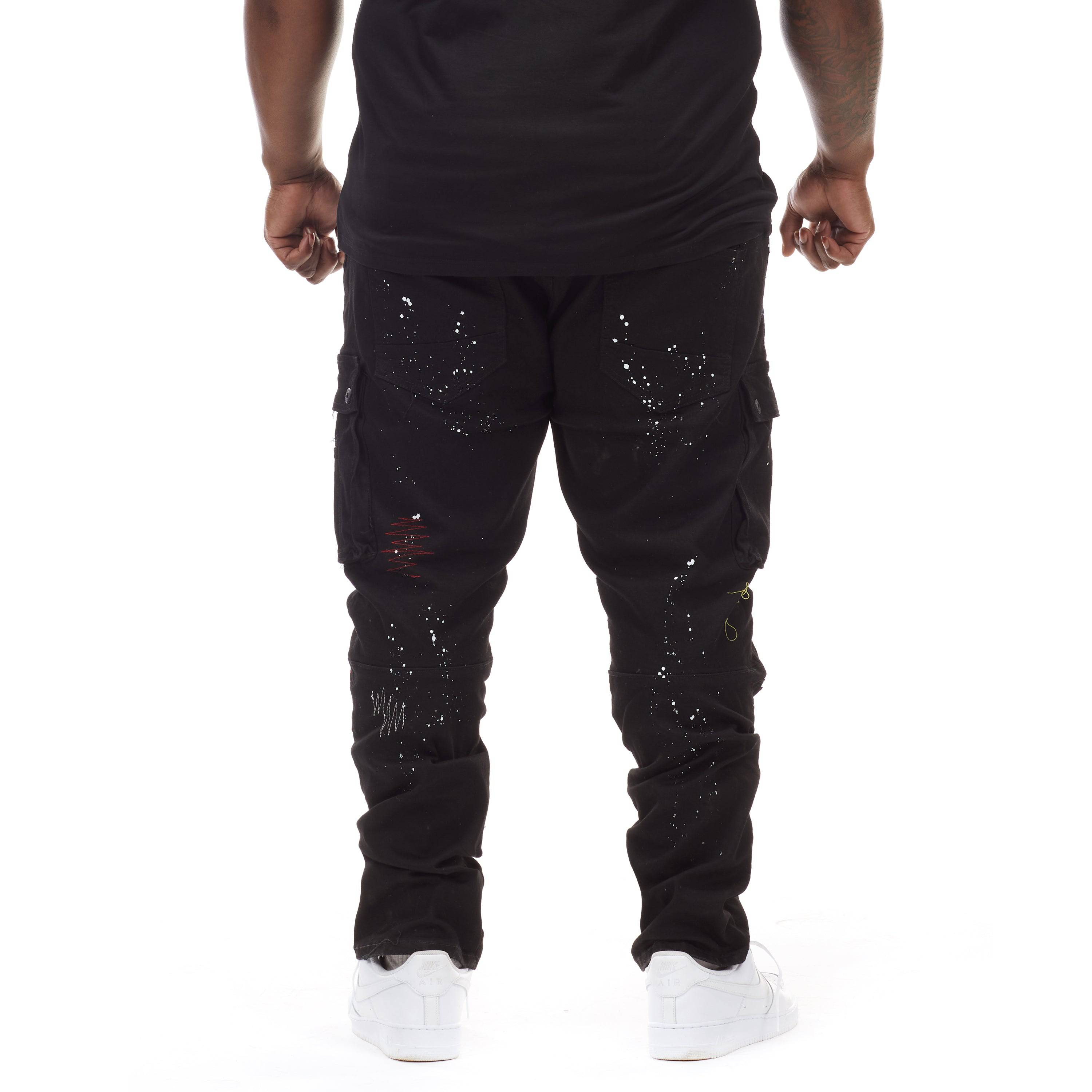 Smoke Rise Big and Tall Big and Tall - Rip & Repair Cargo Pants - Black