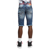 Smoke Rise Color Stitch Jean Shorts - Pebble Blue