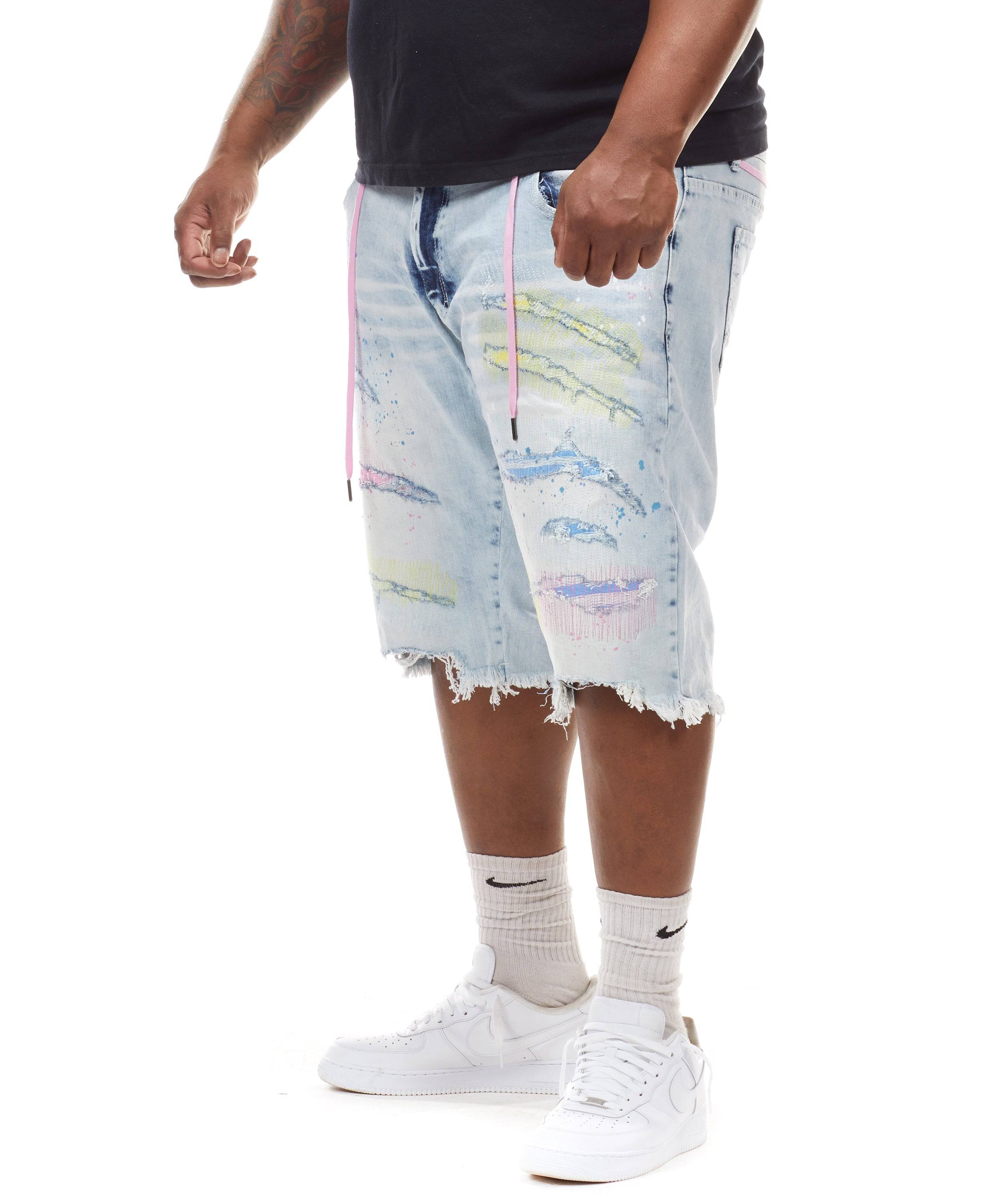 Big and Tall Color Stitch Denim Shorts - Smoke Rise