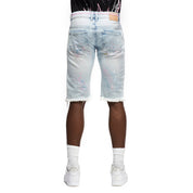 Smoke Rise Color Stitch Jean Shorts - Plaster Blue