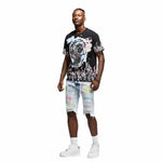 Color Stitch Denim Shorts - Plaster Blue - Smoke Rise
