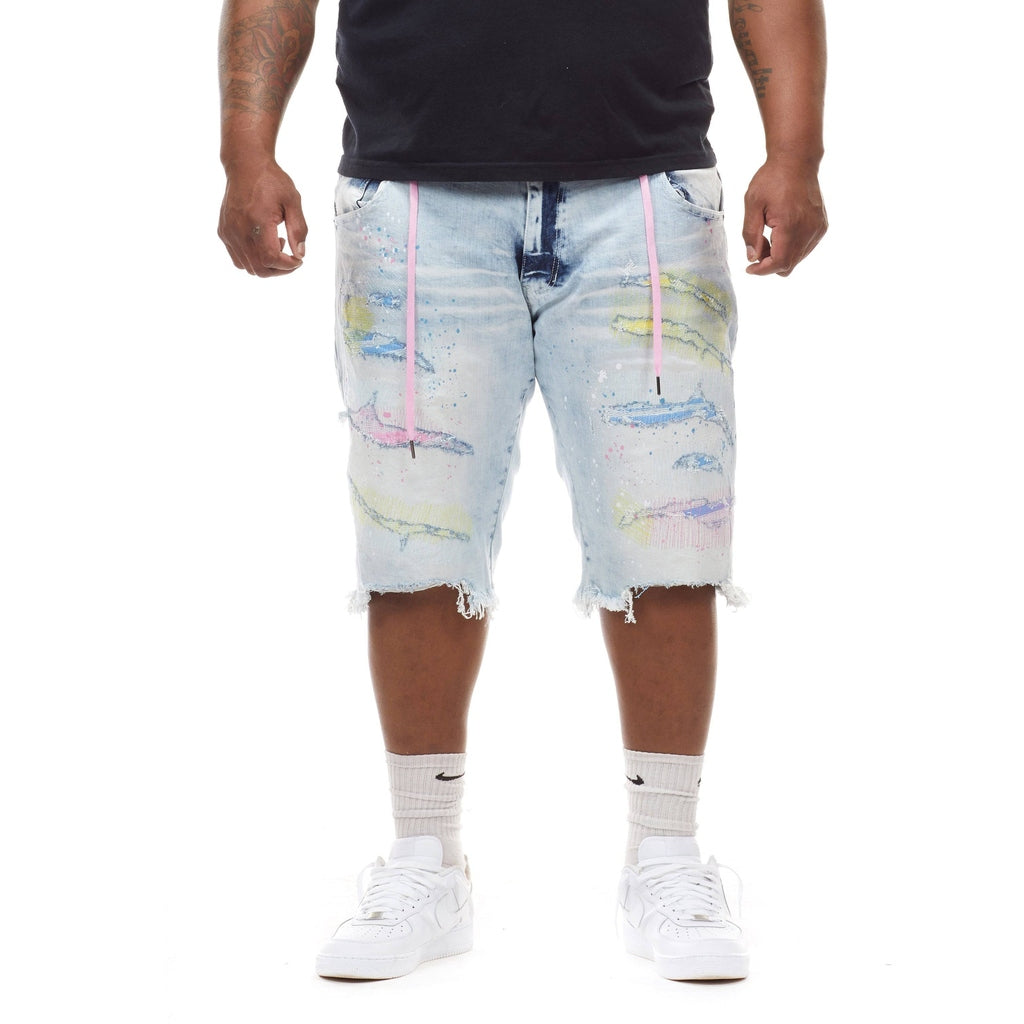 Big and tall best sale white denim shorts