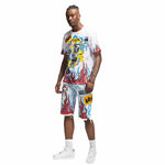 Flame Graphic Denim Shorts - Angel Blue - Smoke Rise