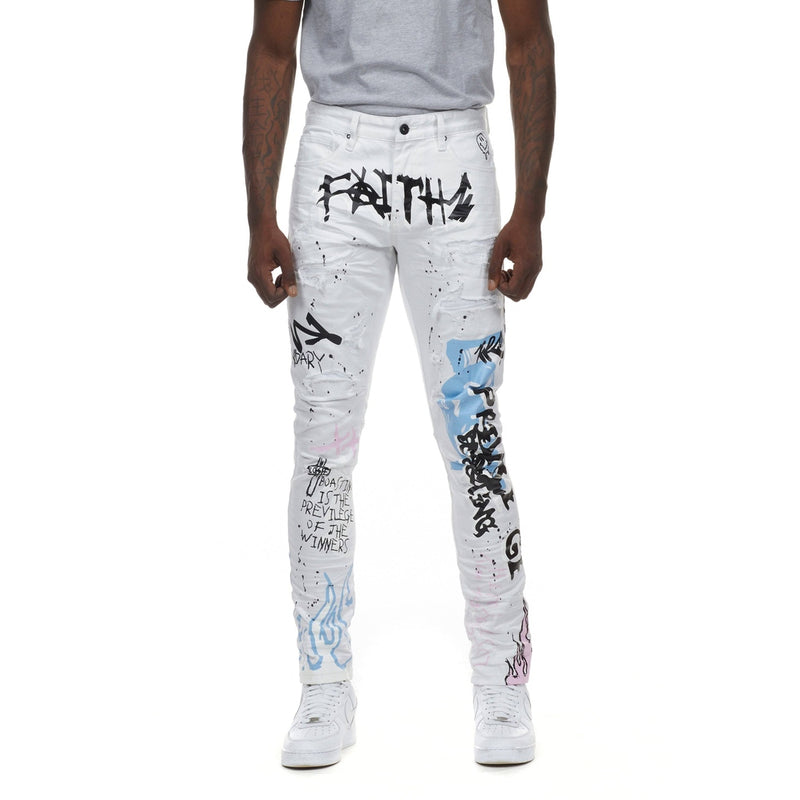 Graffiti Twill Pants - White - Smoke Rise
