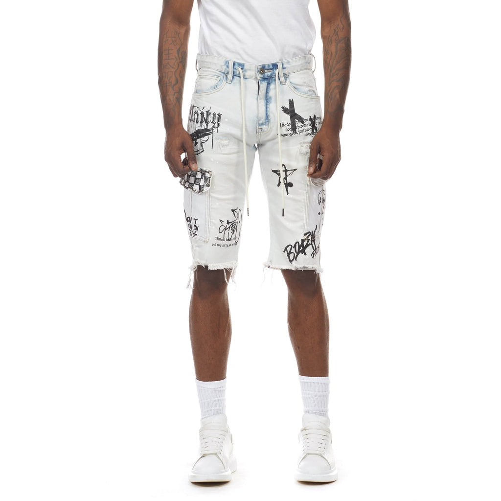 Smoke Rise Big and Tall Big and Tall Doodle Cargo Utility Shorts - Rivington Blue