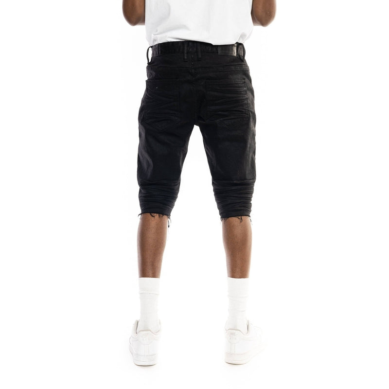 Heavy Rip & Repair Denim Shorts - Jet Black - Smoke Rise