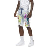 Daisy Graffiti Denim Shorts - Plaster Blue - Smoke Rise