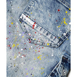 Daisy Graffiti Denim Shorts - Placid Blue - Smoke Rise