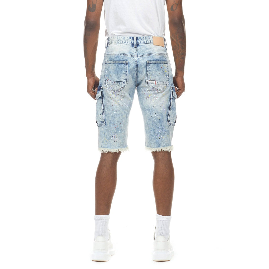 Smoke Rise Daisy Graffiti Jean Shorts - Placid Blue