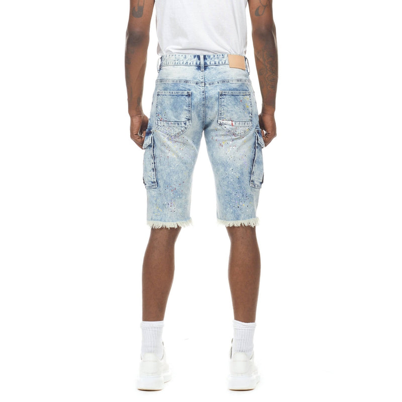 Daisy Graffiti Denim Shorts - Placid Blue - Smoke Rise