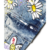 Smoke Rise Daisy Graffiti Jean Shorts - Placid Blue