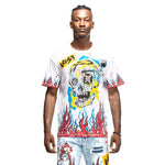 Flame & Skull Tee - White - Smoke Rise