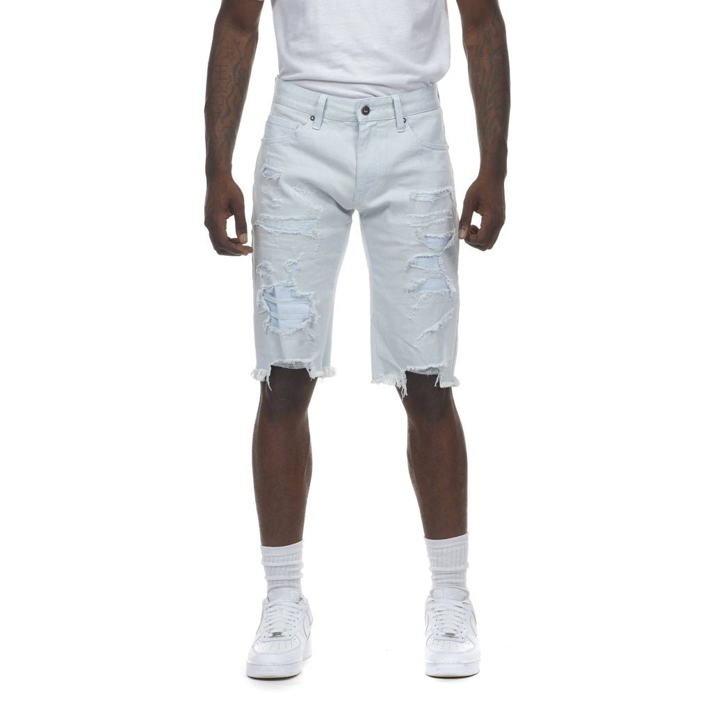 Smoke Rise Rip & Repair Color Twill Shorts - Baby Blue