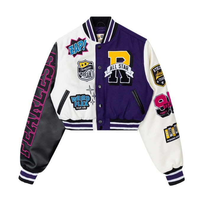 Smoke Rise RED Cropped All Star Varsity Jacket - Purple