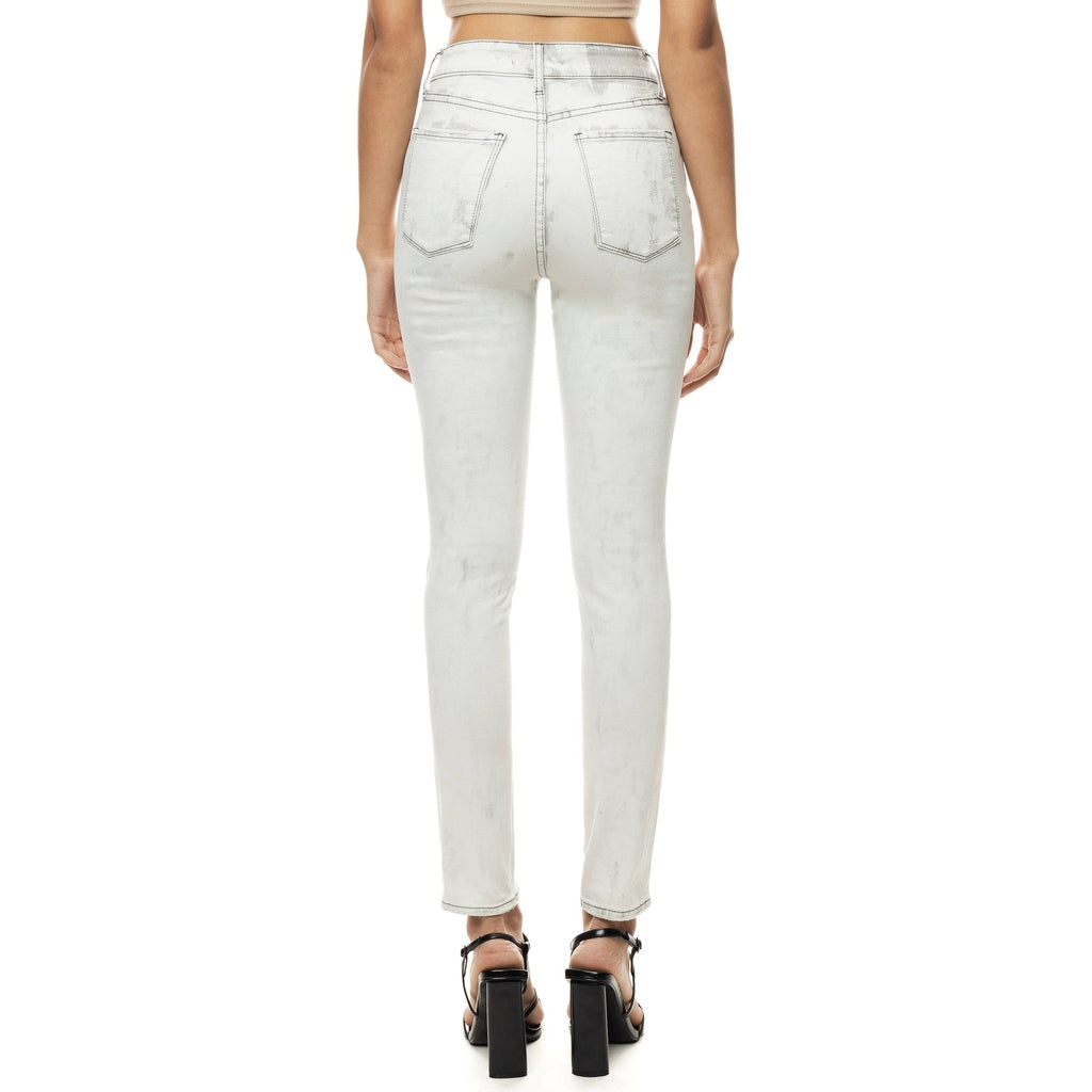 Smoke Rise RED Slit knee Basic Denim Pants - Crystal Grey