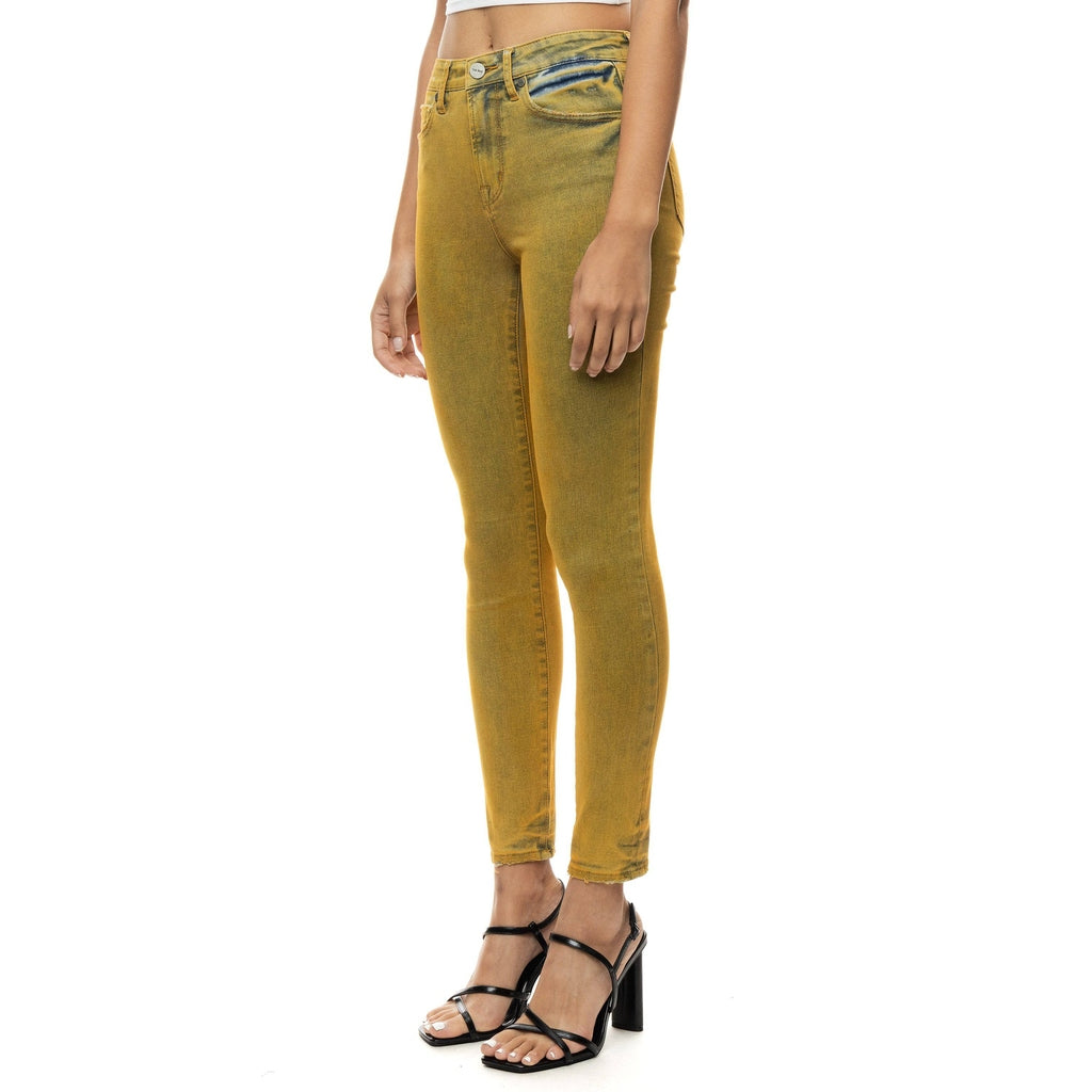 Smoke Rise RED Over Spray Fashion Denim Pants - Yellow