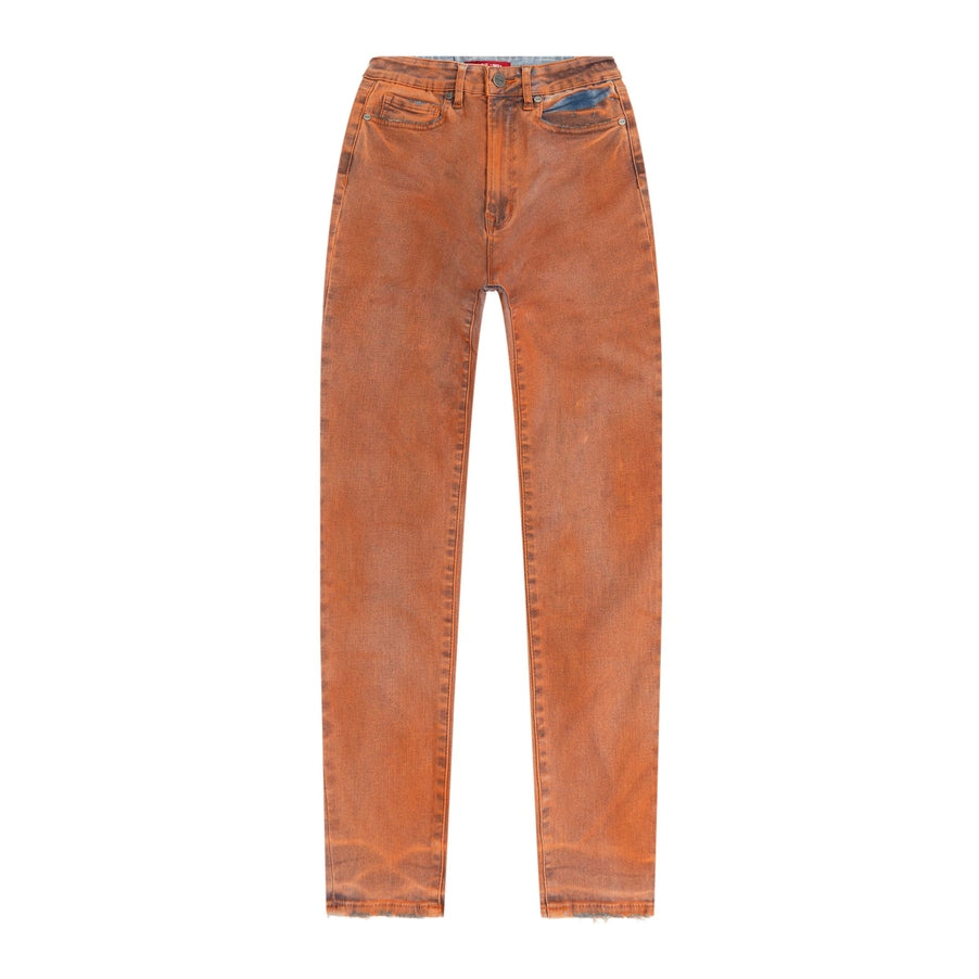 Smoke Rise RED Spray Fashion Denim Pants - Orange