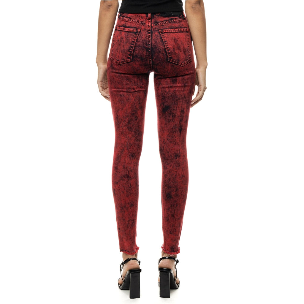 Smoke Rise RED Over Dyed Fashion Denim Pants -Retro Red