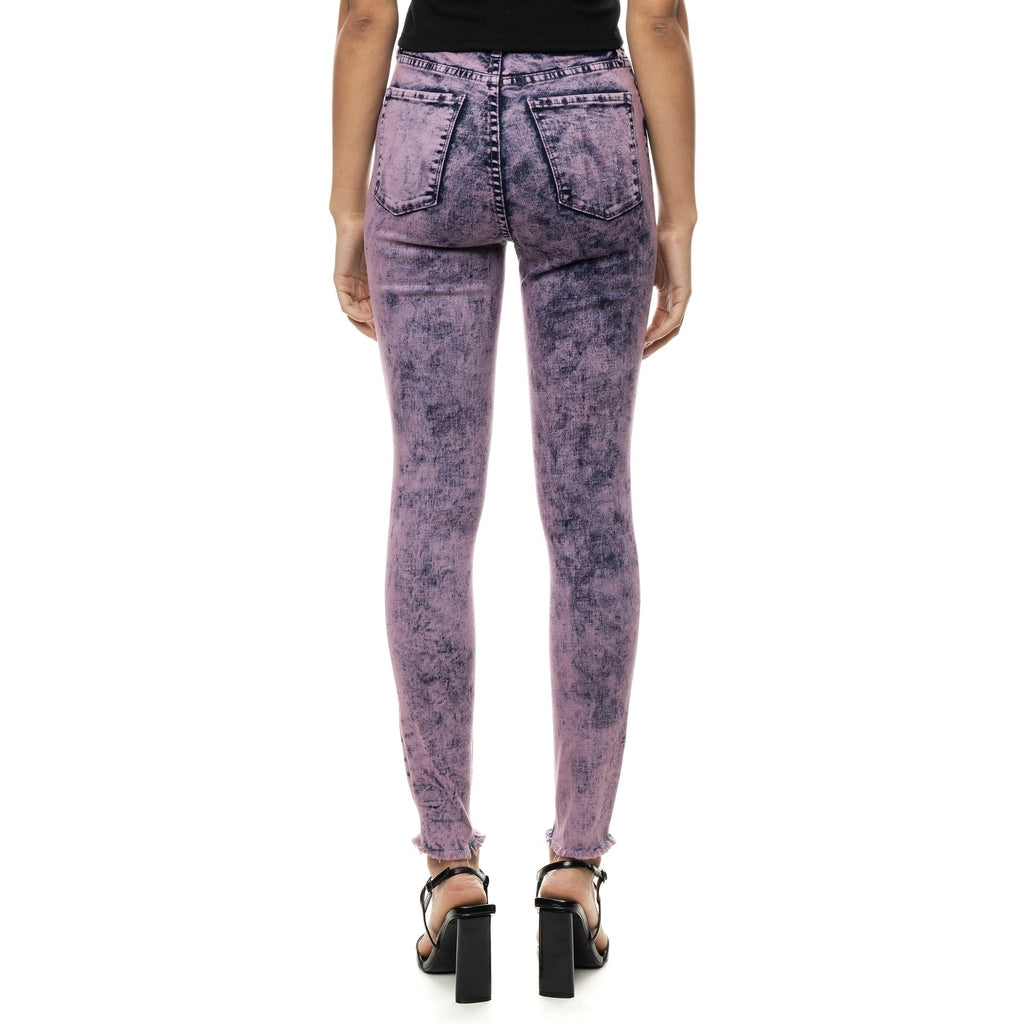 Smoke Rise RED Over Dyed Fashion Denim Pants - Retro Violet