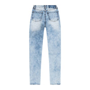 Smoke Rise RED Slit knee Basic Denim Pants - Hillside Blue