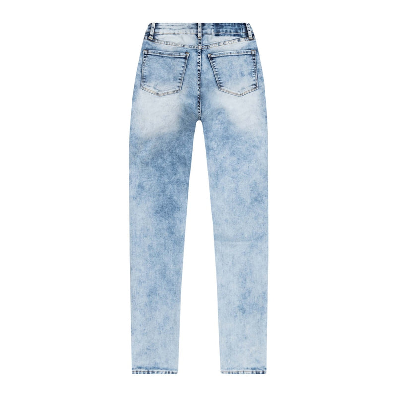 SLIT KNEE BASIC DENIM PANT - Smoke Rise