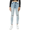 SLIT KNEE BASIC DENIM PANT - Smoke Rise