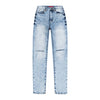 SLIT KNEE BASIC DENIM PANT - Smoke Rise