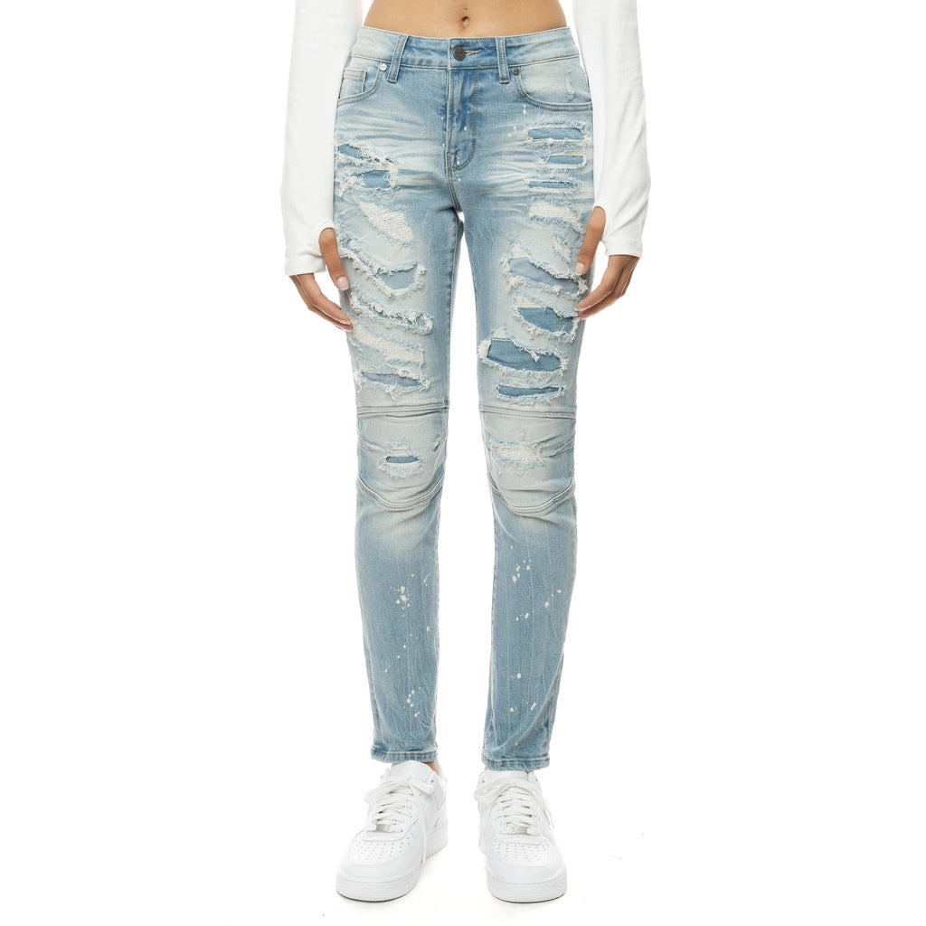 Smoke Rise RED Heavy Ripoff Semi Basic Denim Pants - Speckle Blue