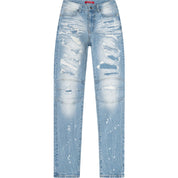 Smoke Rise RED Heavy Ripoff Semi Basic Denim Pants - Speckle Blue