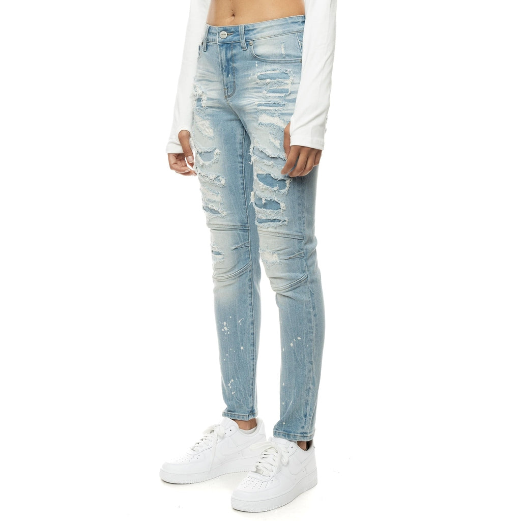 Smoke Rise RED Heavy Ripoff Semi Basic Denim Pants - Speckle Blue