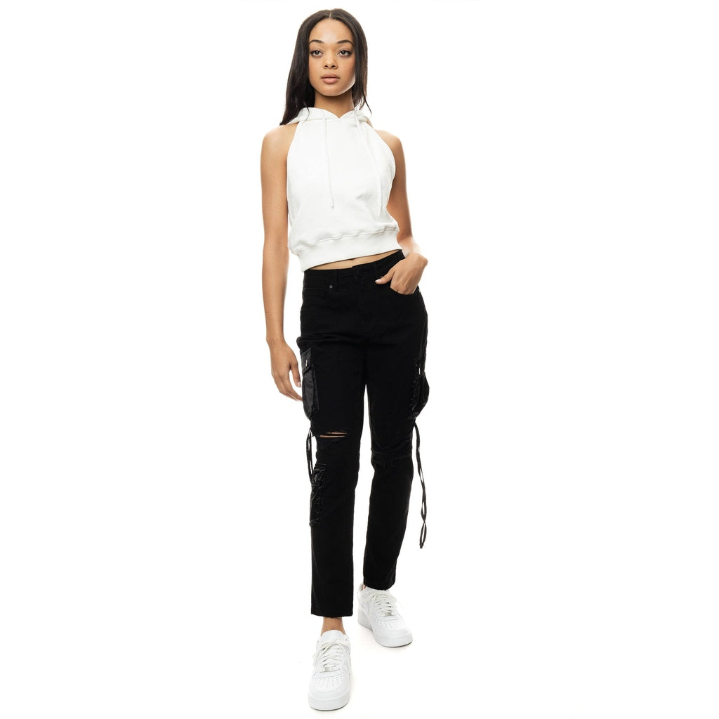 Smoke Rise RED Mixed Media Utility Fashion Twill Pants - Black