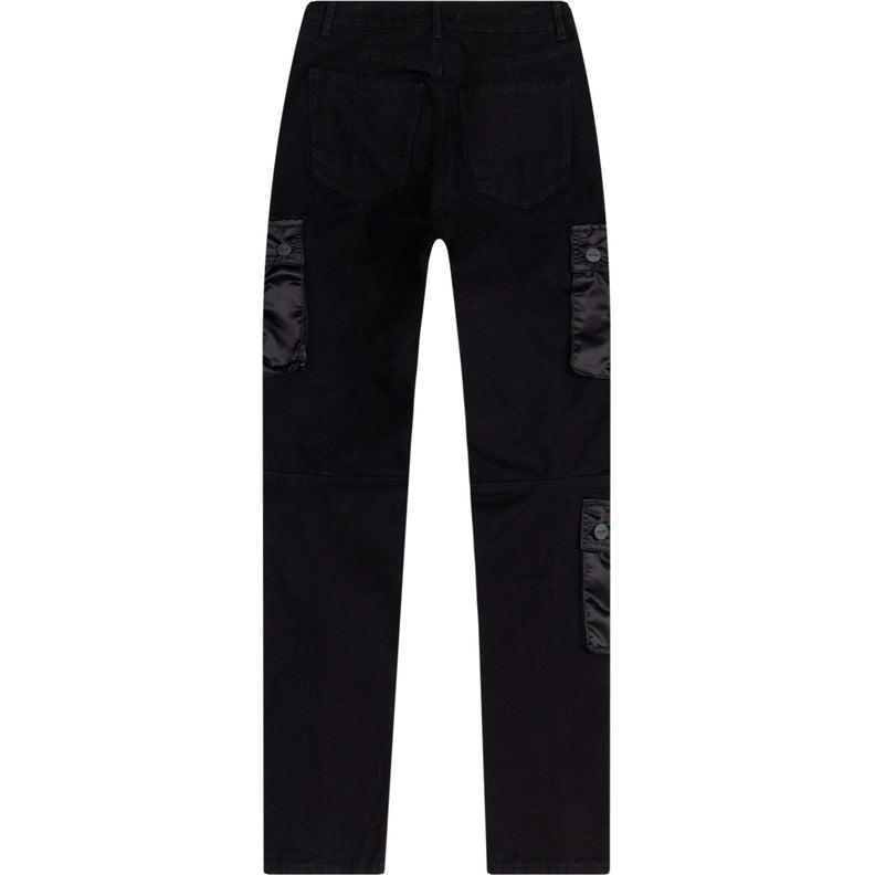 Smoke Rise RED Mixed Media Utility Fashion Twill Pants - Black