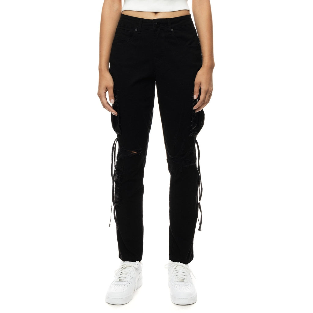 Smoke Rise RED Mixed Media Utility Fashion Twill Pants - Black