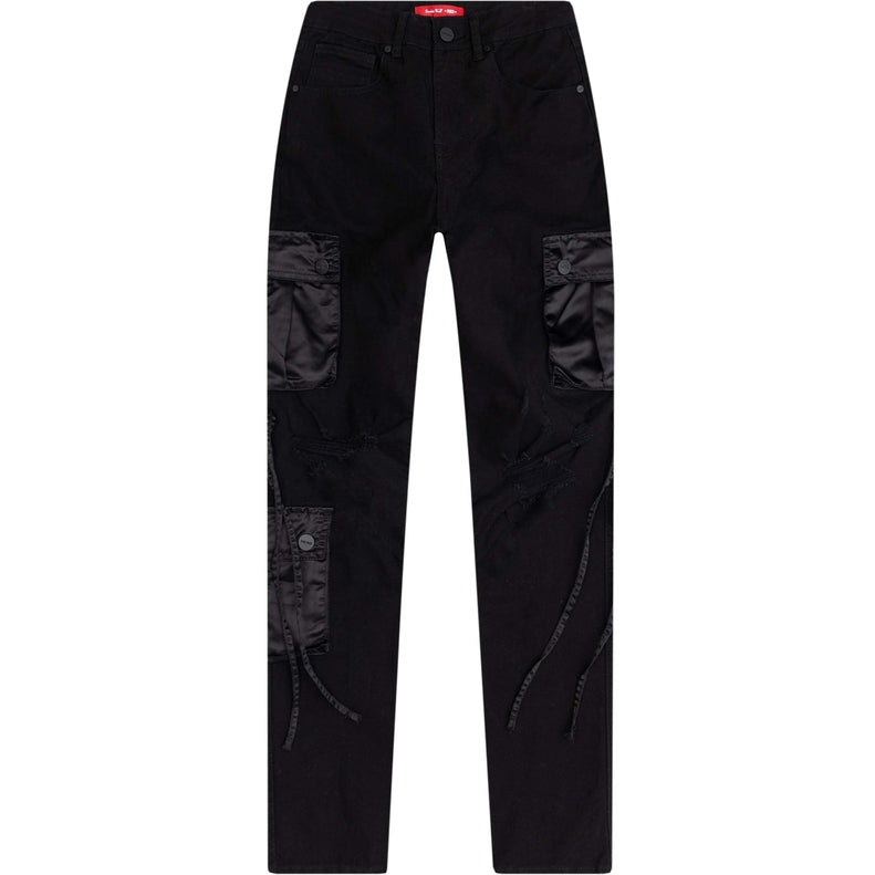 Smoke Rise RED Mixed Media Utility Fashion Twill Pants - Black