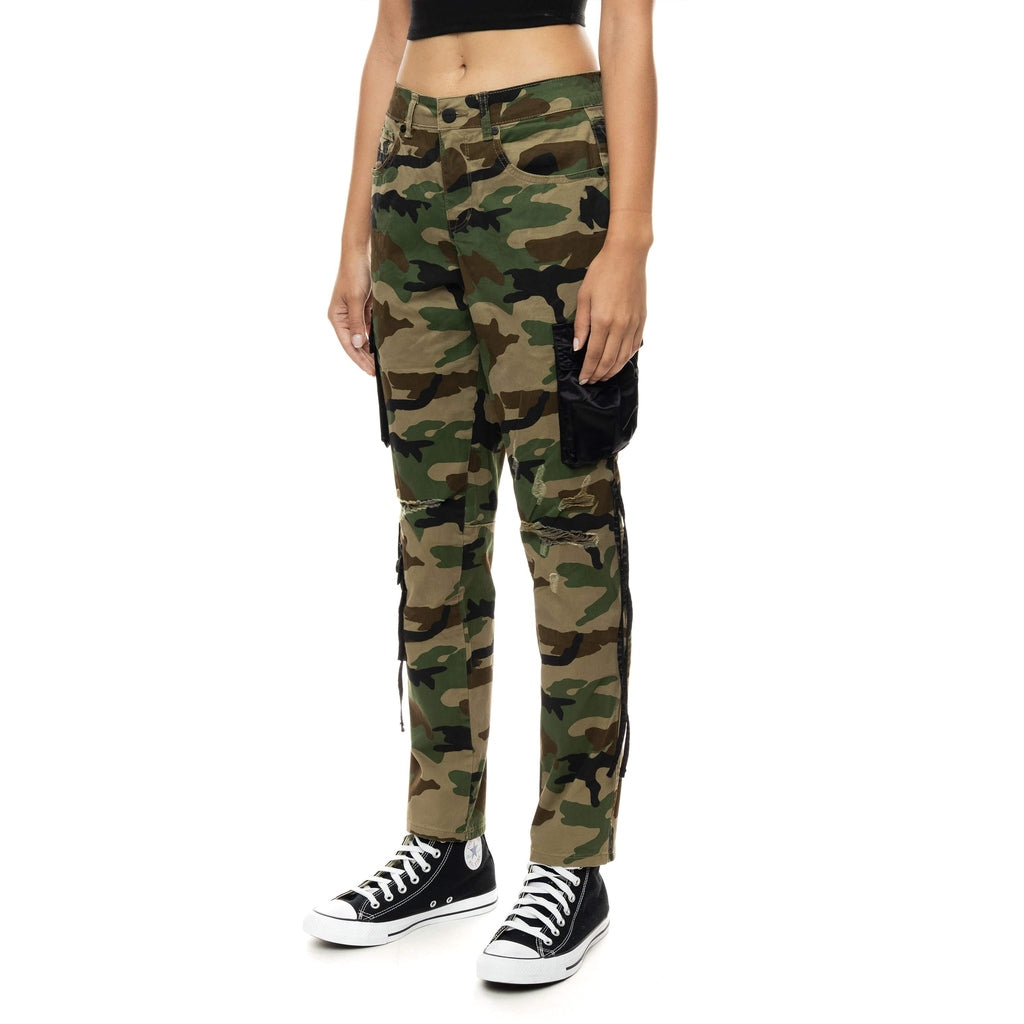 Smoke Rise RED Mixed Media Utility Fashion Twill Pants - Wood Camo