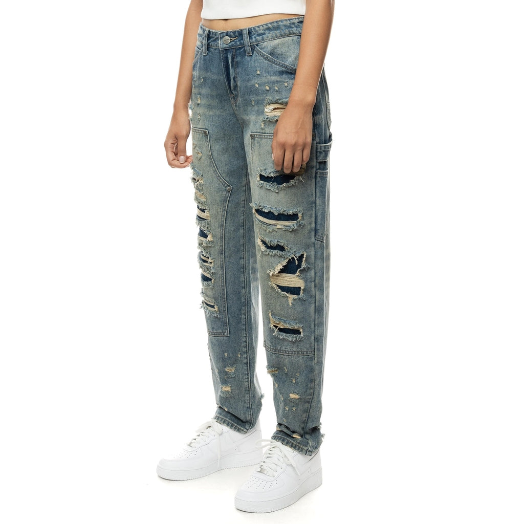 Smoke Rise RED Carpenter Fashion Denim Pants - Glen Blue