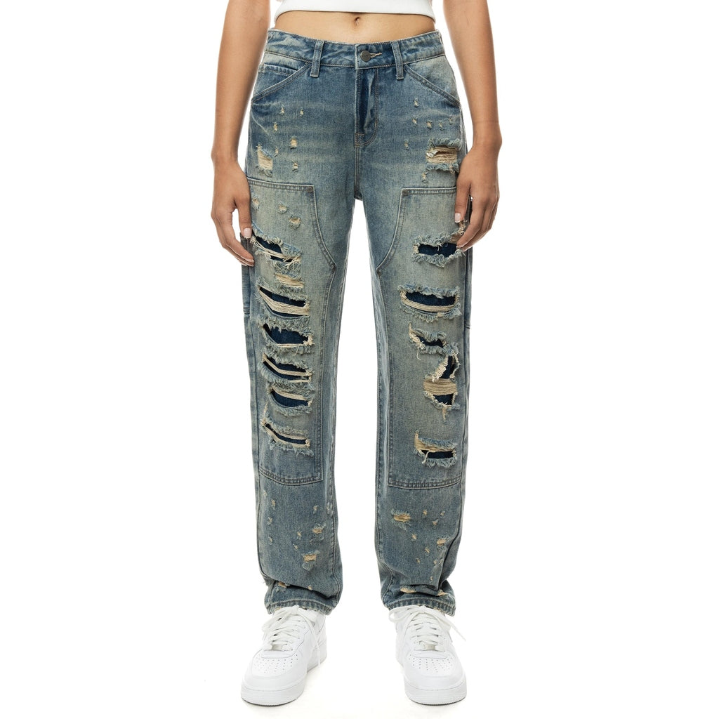 Smoke Rise RED Carpenter Fashion Denim Pants - Glen Blue