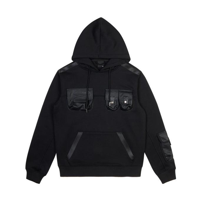 Smoke Rise Big and Tall Big and Tall Mixed Media Utility Fleece Hoodie - Black