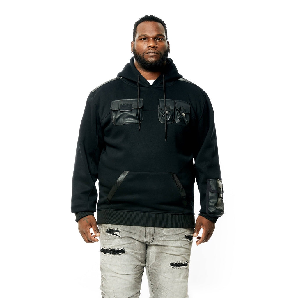 Smoke Rise Big and Tall Big and Tall Mixed Media Utility Fleece Hoodie - Black