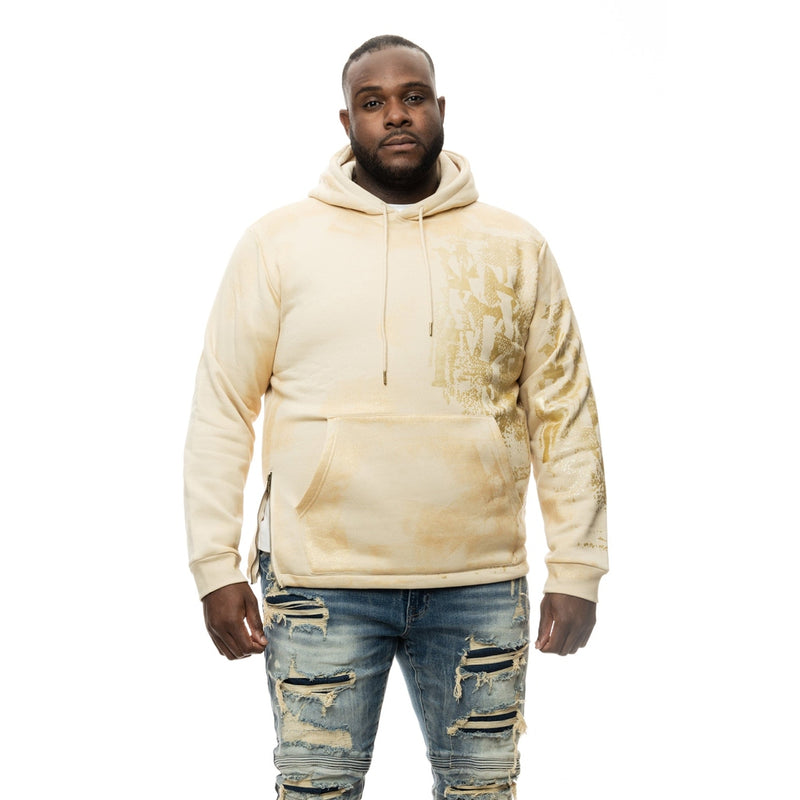 Big And Tall Metallic Print Hoodie - Smoke Rise