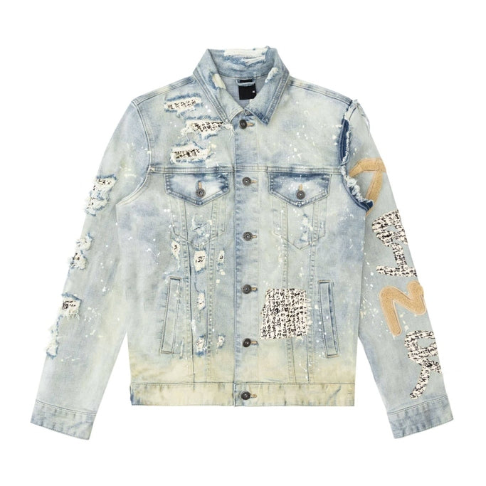 Big And Tall Doodle Denim Jacket - Smoke Rise