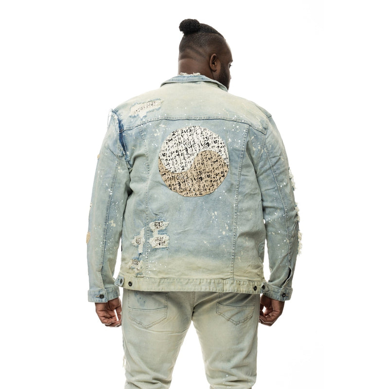 Big And Tall Doodle Denim Jacket - Smoke Rise