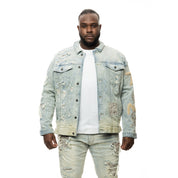 Smoke Rise Big and Tall Big and Tall Doodle Jean Jacket - Ombre Blue