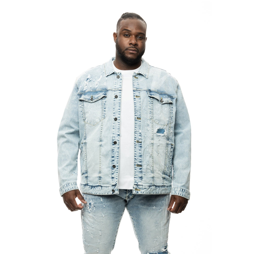 Smoke Rise Big and Tall Big and Tall Shotgun Jean Jacket - Cypher Blue