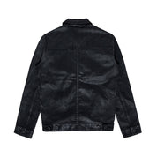 Smoke Rise Big and Tall Big and Tall Overspray Utility Jean Jacket - Polished Black