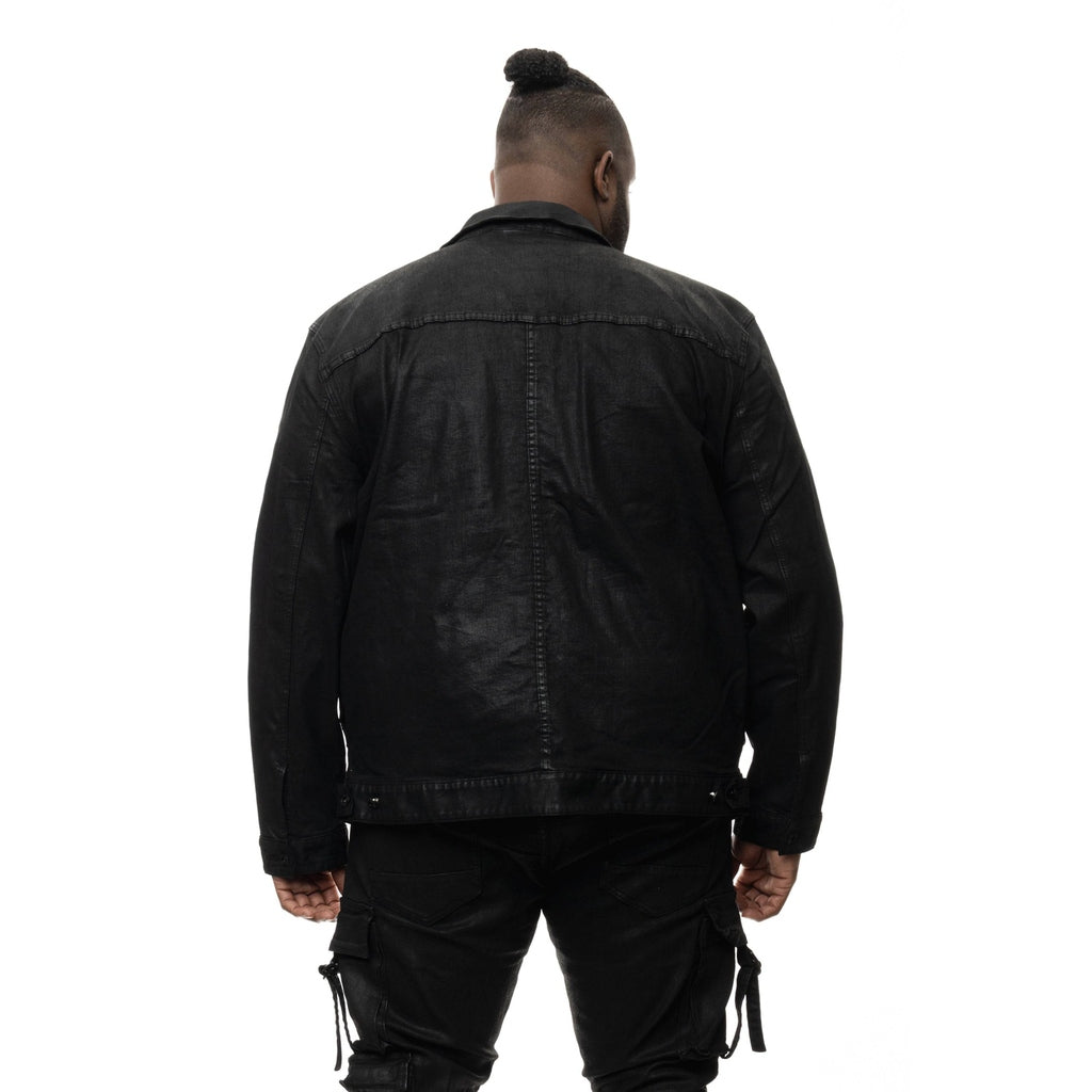 Smoke Rise Big and Tall Big and Tall Overspray Utility Jean Jacket - Polished Black