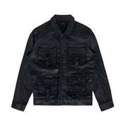 Smoke Rise Big and Tall Big and Tall Overspray Utility Jean Jacket - Polished Black